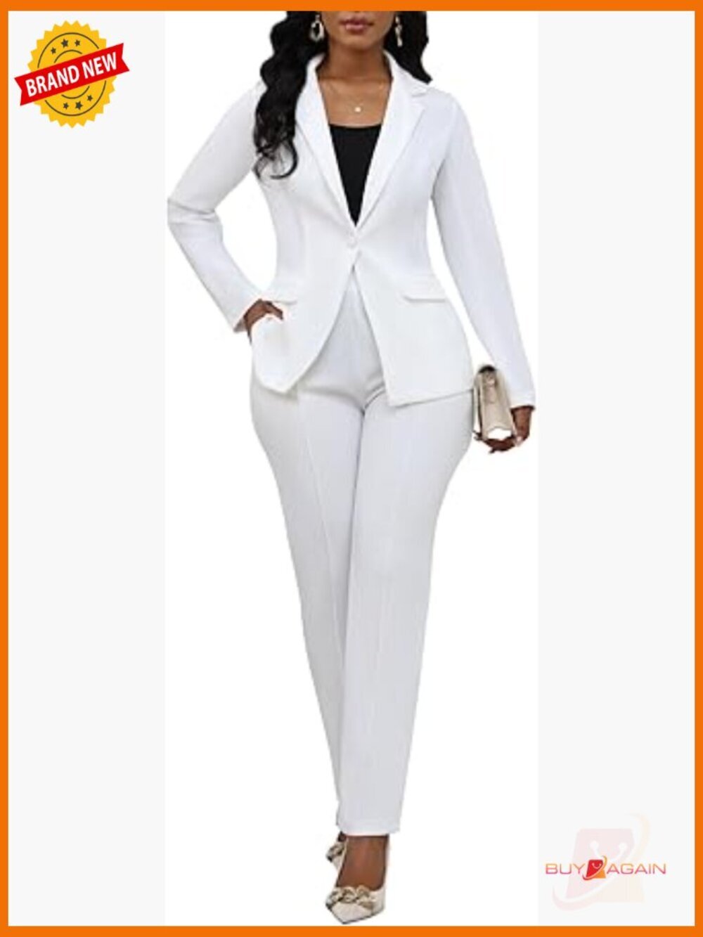 2 Piece Blazer Outfits for Women Casual One Button Blazer Jacket with Pant Suit